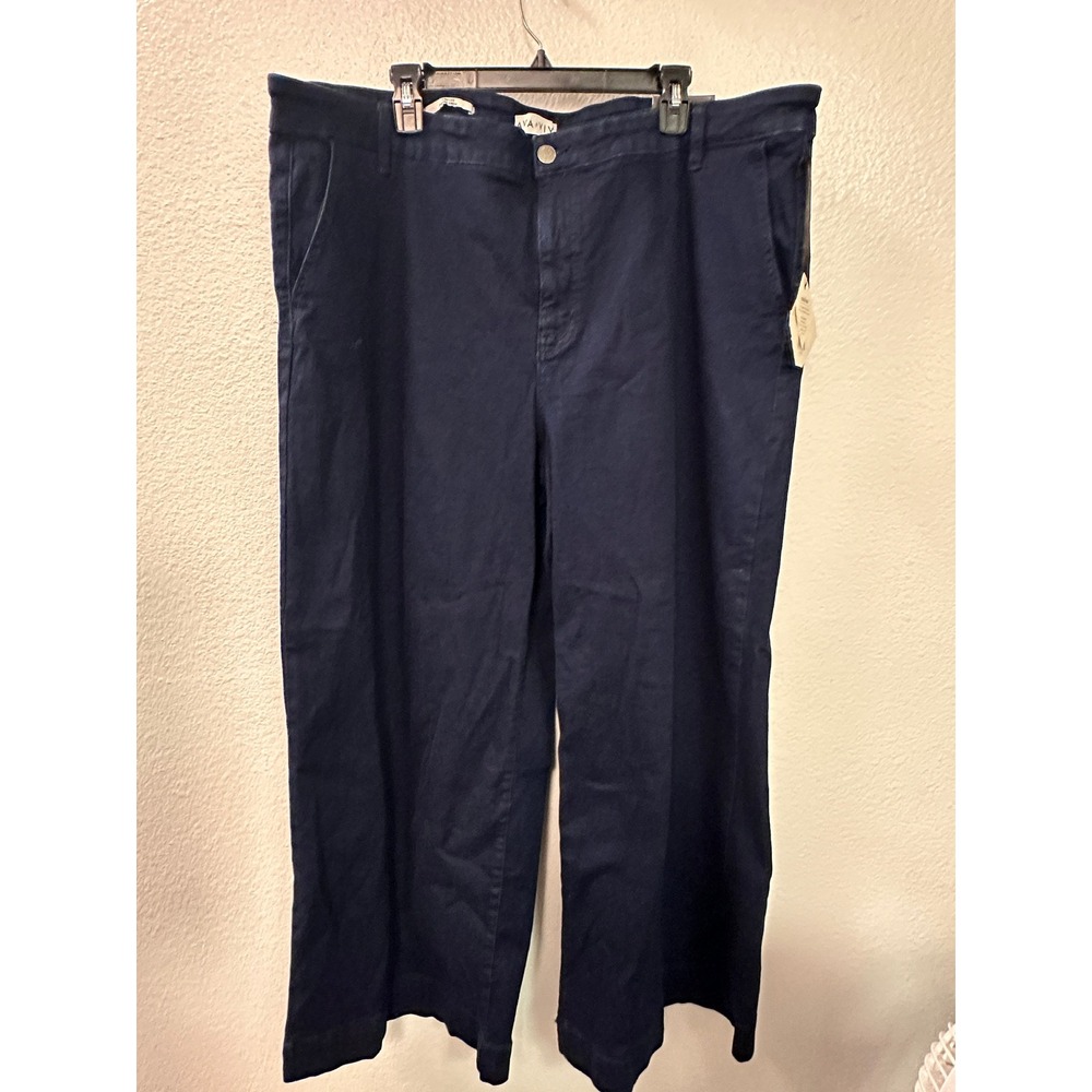 Ava & Viv Women Plus 22R Wide Leg Pants Indigo Blue No-Gap Waistband